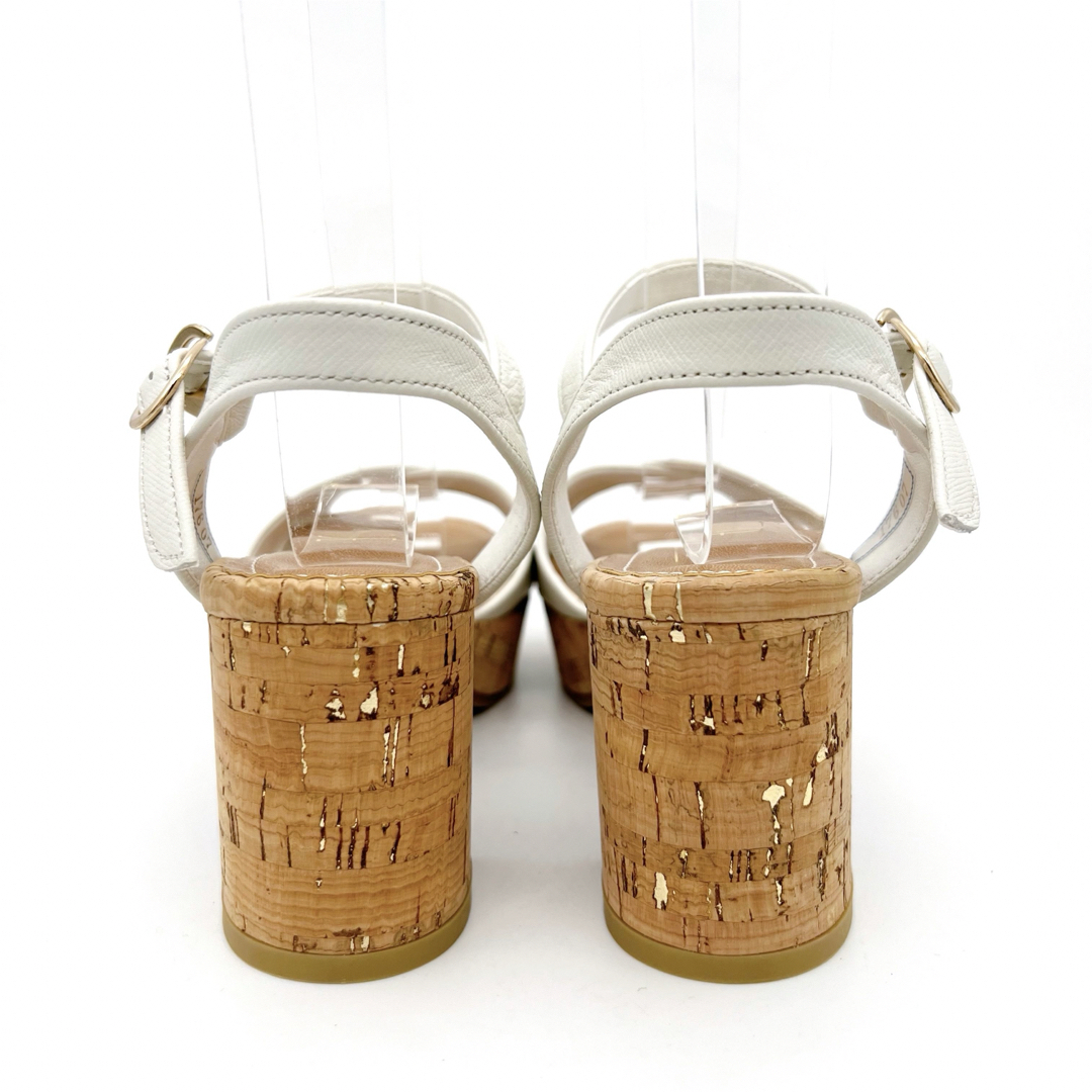 POOL SIDE(プールサイド)の✨新品✨ プールサイド 23cm サンダル ホワイト コルクヒール ストラップ レディースの靴/シューズ(サンダル)の商品写真