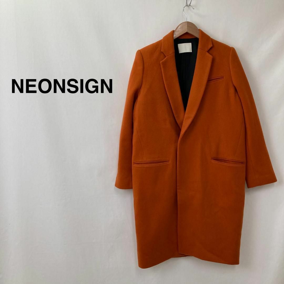NEON SIGN(ネオンサイン)のNEON SIGN ネオンサイン チェスターコート オレンジ メンズ メンズのジャケット/アウター(チェスターコート)の商品写真