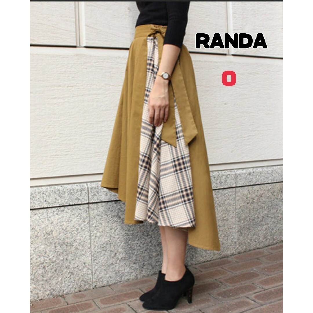 RANDA(ランダ)のRANDA アシメトリー スカート チェック ロングスカート レディースのスカート(ロングスカート)の商品写真