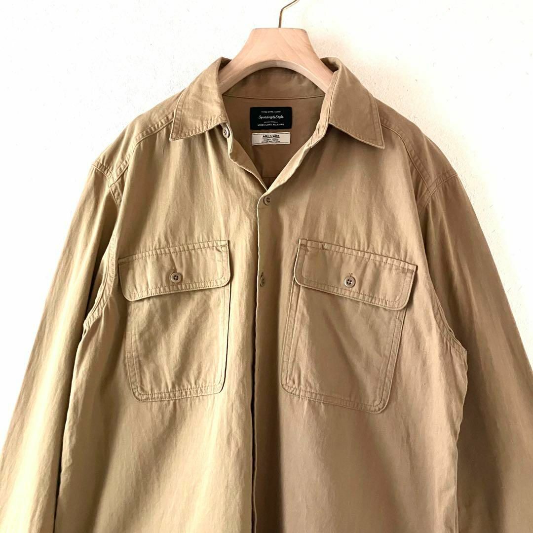 UNITED ARROWS green label relaxing(ユナイテッドアローズグリーンレーベルリラクシング)のグリーンレーベルリラクシング ミリタリーシャツワークシャツ コットン ベージュ レディースのトップス(シャツ/ブラウス(長袖/七分))の商品写真