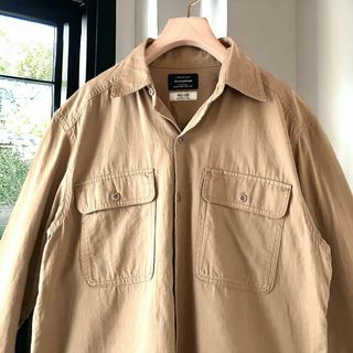 ユナイテッドアローズグリーンレーベルリラクシング(UNITED ARROWS green label relaxing)のグリーンレーベルリラクシング ミリタリーシャツワークシャツ コットン ベージュ(シャツ/ブラウス(長袖/七分))