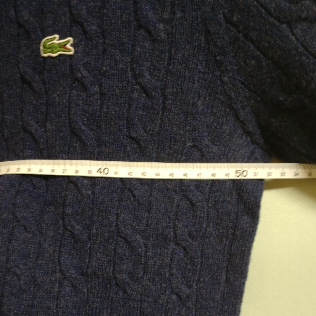 LACOSTE(ラコステ)のLACOSTE　ラコステ　ケーブル編みニット　セーター　ネイビー　メンズＬサイズ メンズのトップス(ニット/セーター)の商品写真