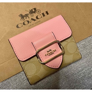 コーチ(COACH)のCOACH スモール　ウォレット　二つ折り　財布　ピンク　カーキ　未使用品(財布)