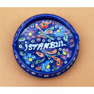 新品未使用★トルコ★キュタフヤ陶器★手描き灰皿★イスタンブール★トルコ雑貨★(灰皿)