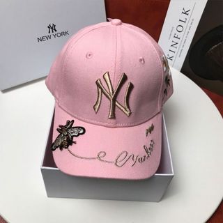 MLB - MLB Korea NY Gold Bee Cap Pink 金の蜂 キャップ