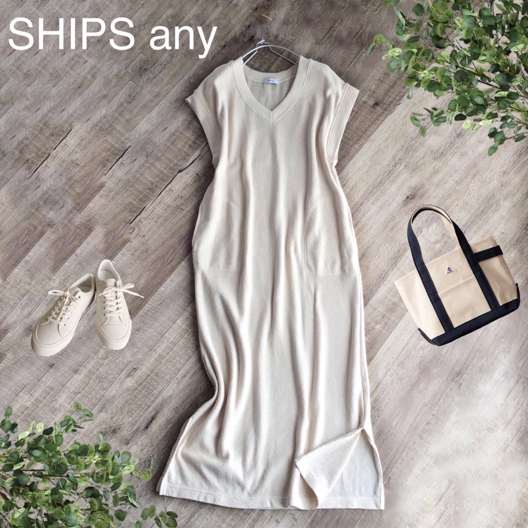 SHIPS(シップス)の【F】ships any シップスエニィ Vネック ロング ワンピース レディースのワンピース(ロングワンピース/マキシワンピース)の商品写真