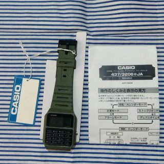 カシオ(CASIO)の値下げ歓迎◎カシオ電卓機能付き腕時計 緑 アラーム ストップウォッチ カレンダー(腕時計(デジタル))