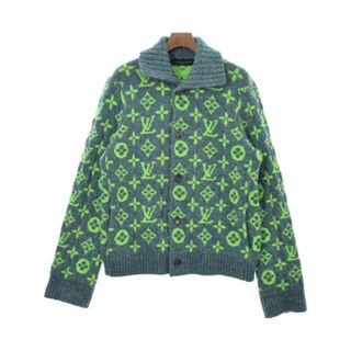 ルイヴィトン(LOUIS VUITTON)のLOUIS VUITTON カーディガン -(XL位) 青系x緑(総柄) 【古着】【中古】(カーディガン)