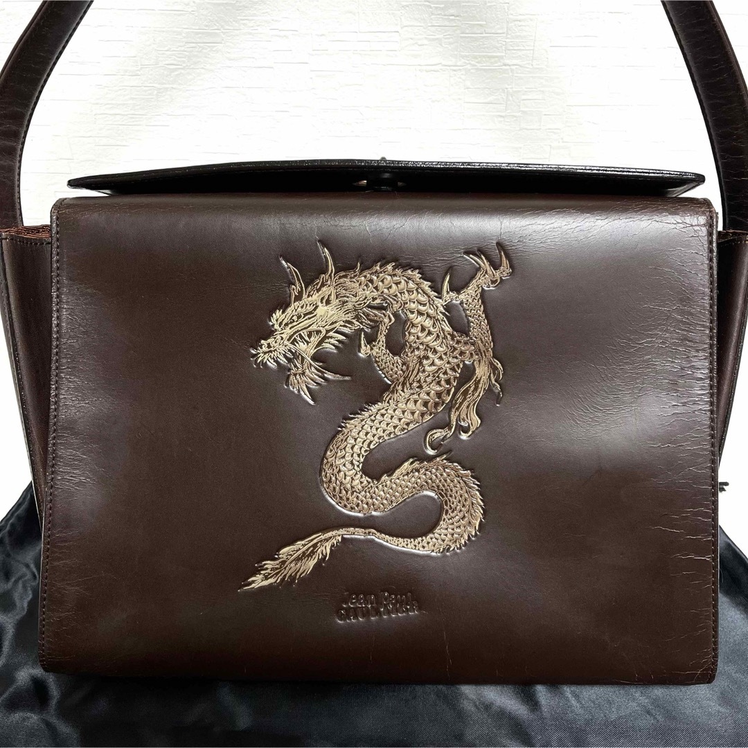 Jean-Paul GAULTIER(ジャンポールゴルチエ)のJean Paul GAULTIER DRAGON BAG レザー ブラウン レディースのバッグ(ハンドバッグ)の商品写真