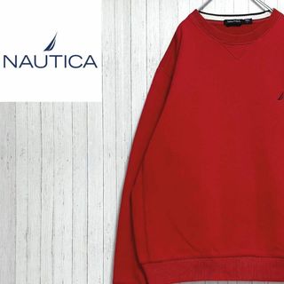 ノーティカ(NAUTICA)のノーティカ　スウェット　トレーナー　刺繍ロゴ　裏起毛　ワインレッド　ゆるだぼ　L(スウェット)