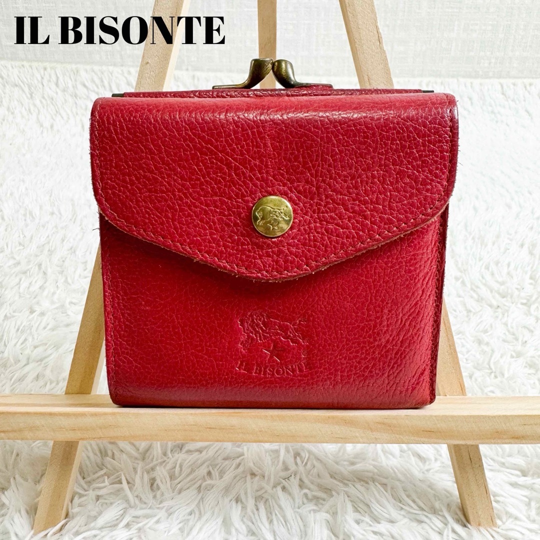 IL BISONTE(イルビゾンテ)のイルビゾンテ　折り財布 ガマ口　レザー　赤  レディースのファッション小物(財布)の商品写真