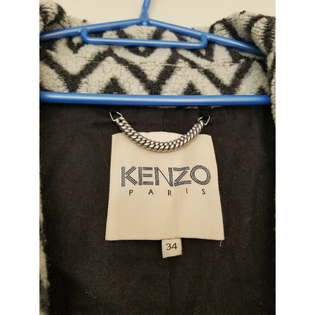 Kenzo 柄 コート ホワイト ブラック ロングコート Kenzo 柄 コート ホワイト ブラック ロングコート