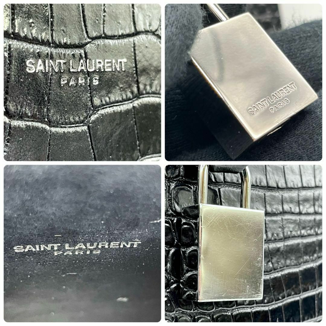 Saint Laurent(サンローラン)の美品 サンローラン　サックドジュール クロコダイル 型押 黒 ハンドバッグ　A4 レディースのバッグ(ハンドバッグ)の商品写真