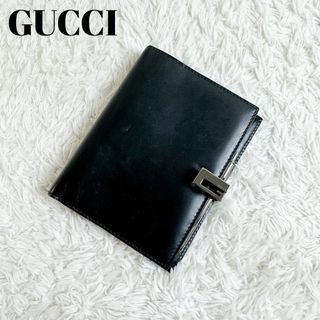 グッチ(Gucci)のグッチ　手帳ケース　レザー　Gロゴ金具　6穴リング　黒　B7(その他)