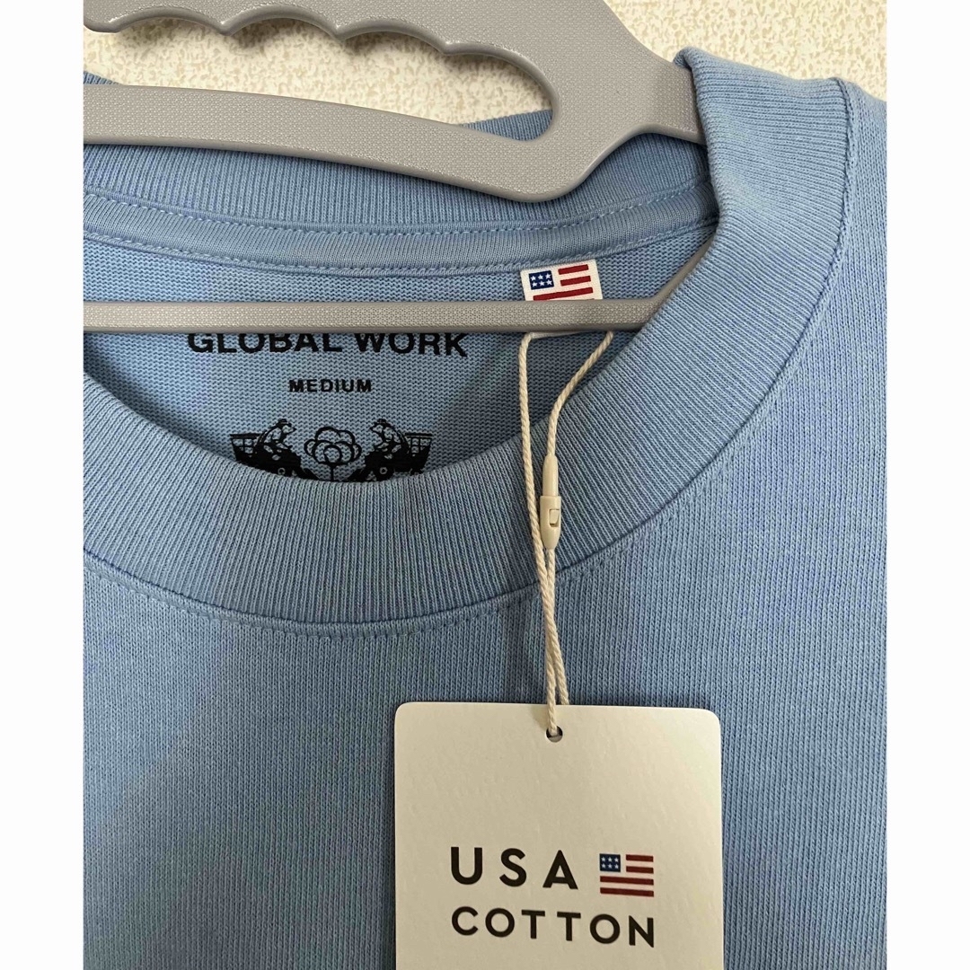 GLOBAL WORK(グローバルワーク)のGW  USAコットンTシャツ　七分袖　M  ブルー メンズのトップス(Tシャツ/カットソー(七分/長袖))の商品写真