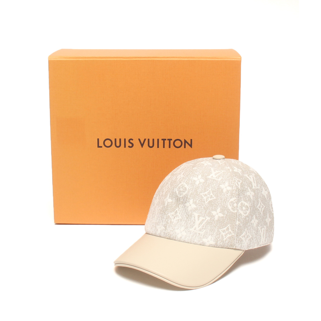 LOUIS VUITTON(ルイヴィトン)の美品 ルイヴィトン ジャガードデニムキャップ 帽子 ベージュ レディース レディースの帽子(キャップ)の商品写真