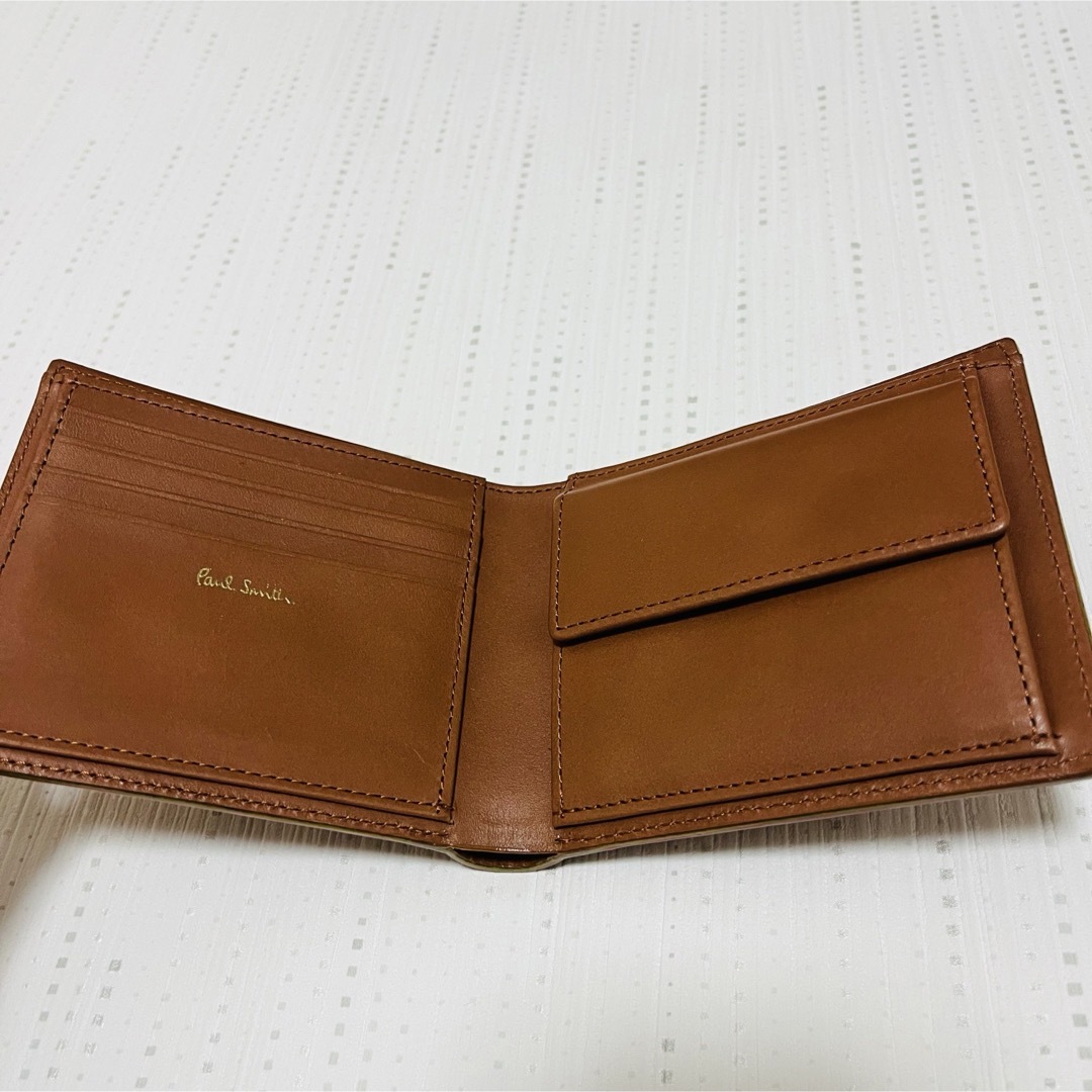 Paul Smith(ポールスミス)の新品 ポールスミス メンズ 二つ折り財布 ブラウン PSQ184 レザー メンズのファッション小物(折り財布)の商品写真