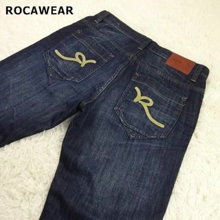 ロカウェア(Rocawear)のロカウェア　刺繍ロゴ　ユーズド加工極太ワイドストレードデニムパンツ　34(デニム/ジーンズ)