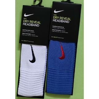 ナイキ(NIKE)の青白２本セットナイキDri-FITリビールヘッドバンドヘアバンド汗対策(バンダナ/スカーフ)