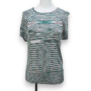 ミッソーニ(MISSONI)のMISSONI 半袖 ニット 緑 グリーン系 マルチボーダー柄 イタリア製(ニット/セーター)