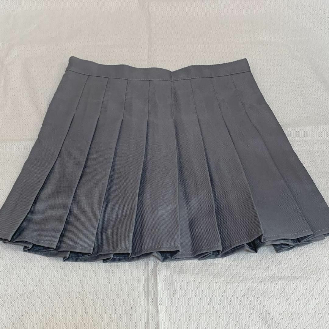 L プリーツスカート グレー ミニスカートレディース インナー付 レディースのスカート(ミニスカート)の商品写真