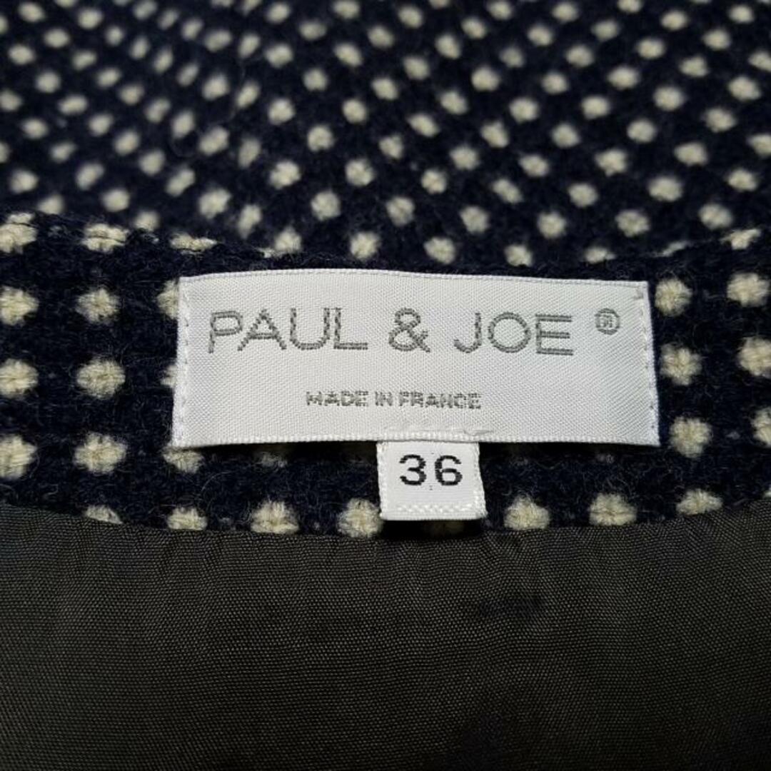 PAUL & JOE(ポールアンドジョー)のPaul&Joe(ポール&ジョー) ワンピース サイズ36 S レディース - ネイビー×アイボリー Vネック/半袖/ひざ丈/ドット柄 レディースのワンピース(その他)の商品写真