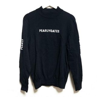 PEARLY GATES(パーリーゲイツ) 長袖セーター サイズ5 XL メンズ - ダークネイビー×白 ハイネック