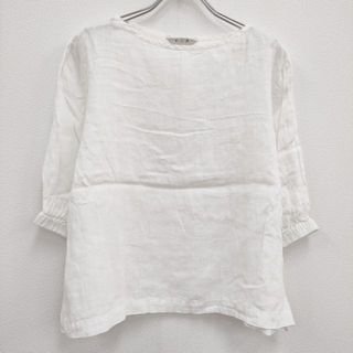 フォグリネンワーク(fog linen work)のfog linen work ボートネック リトアニア製 七分袖 ブラウス シャツ ホワイト レディース フォグリネンワーク【中古】4-0304M♪(シャツ/ブラウス(長袖/七分))