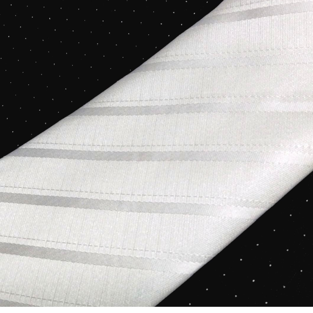 白ネクタイ ネクタイ 礼服用ネクタイ 冠婚葬祭 白 ストライプ メンズのファッション小物(ネクタイ)の商品写真