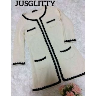 JUSGLITTY - 美品　JUSGLITTY　ジャスグリッティー　ニットジャケットロングカーディガン