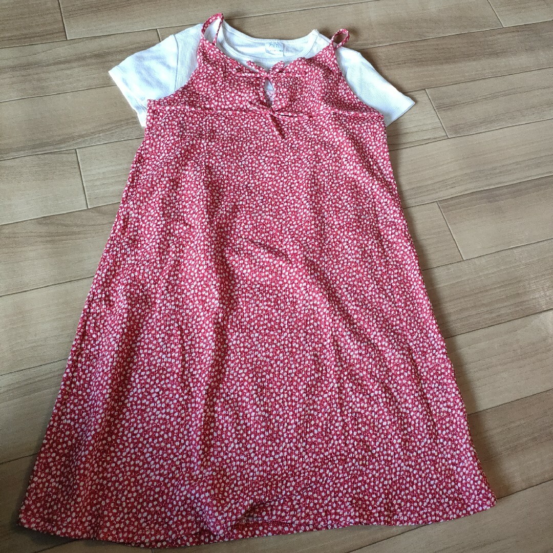 ZARA KIDS(ザラキッズ)のZARA　キャミソールワンピ&半袖t キッズ/ベビー/マタニティのキッズ服女の子用(90cm~)(ワンピース)の商品写真