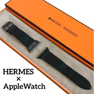 エルメス(Hermes)の【HERMES】エルメス×アップルウォッチ 本革バンド シンプルトゥール 人気黒(レザーベルト)