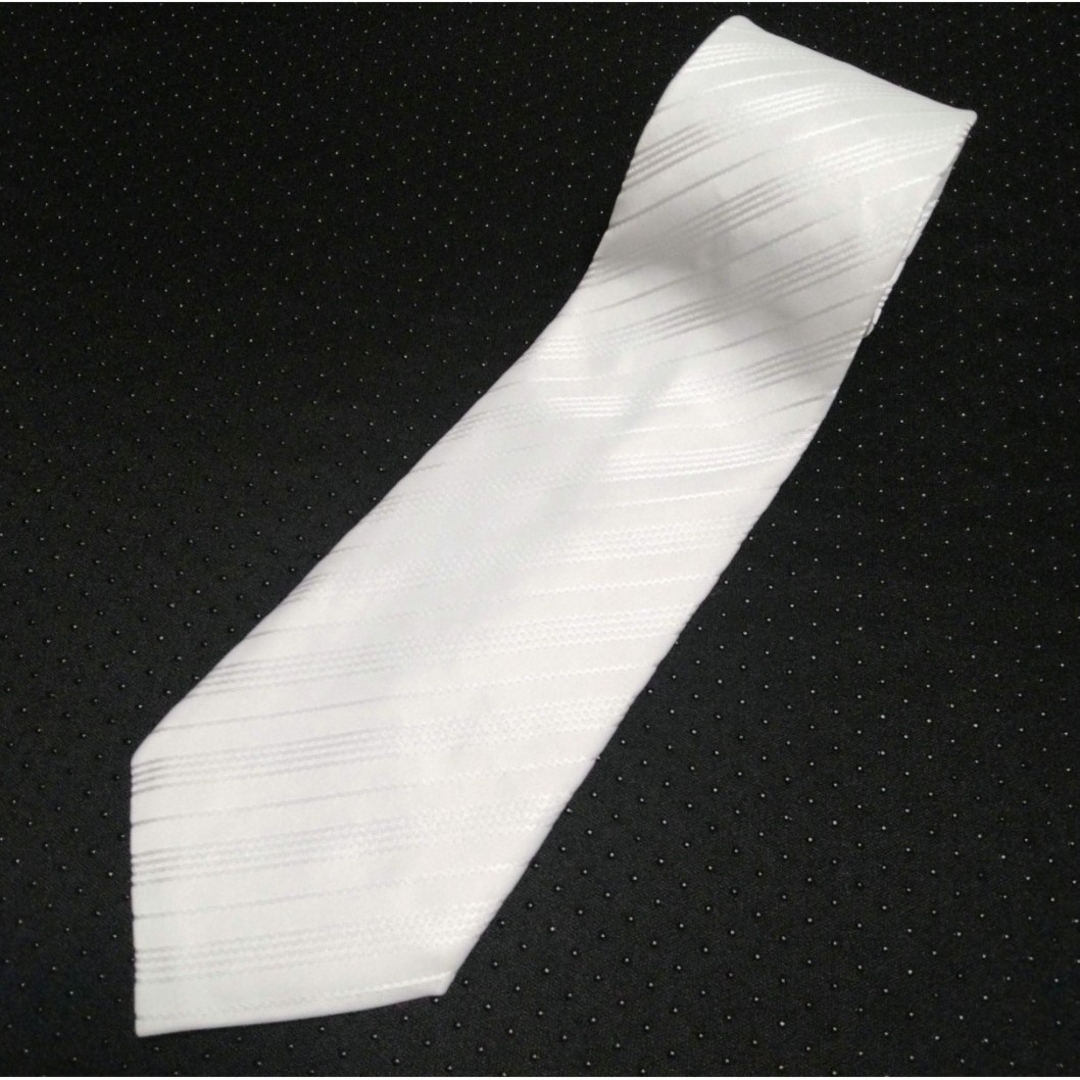 白ネクタイ ネクタイ 礼服用ネクタイ 冠婚葬祭 ホワイト 白 ストライプ メンズのファッション小物(ネクタイ)の商品写真