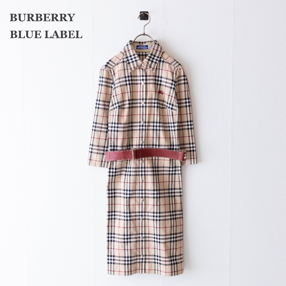 BURBERRY BLUE LABEL(バーバリーブルーレーベル)の【BURBERRY BLUE LABEL】シャツワンピース　ノバチェック　38 レディースのワンピース(ひざ丈ワンピース)の商品写真