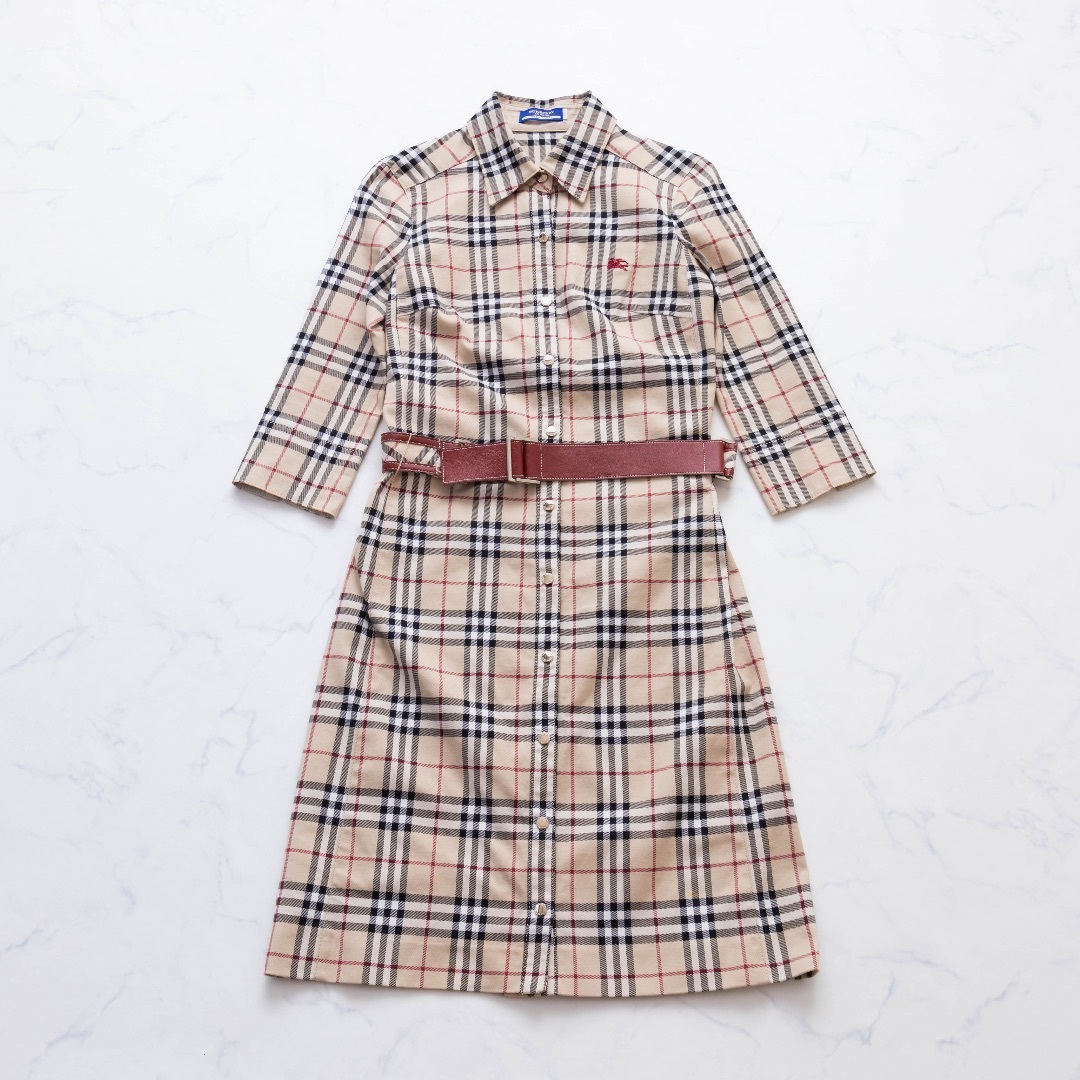 BURBERRY BLUE LABEL(バーバリーブルーレーベル)の【BURBERRY BLUE LABEL】シャツワンピース　ノバチェック　38 レディースのワンピース(ひざ丈ワンピース)の商品写真