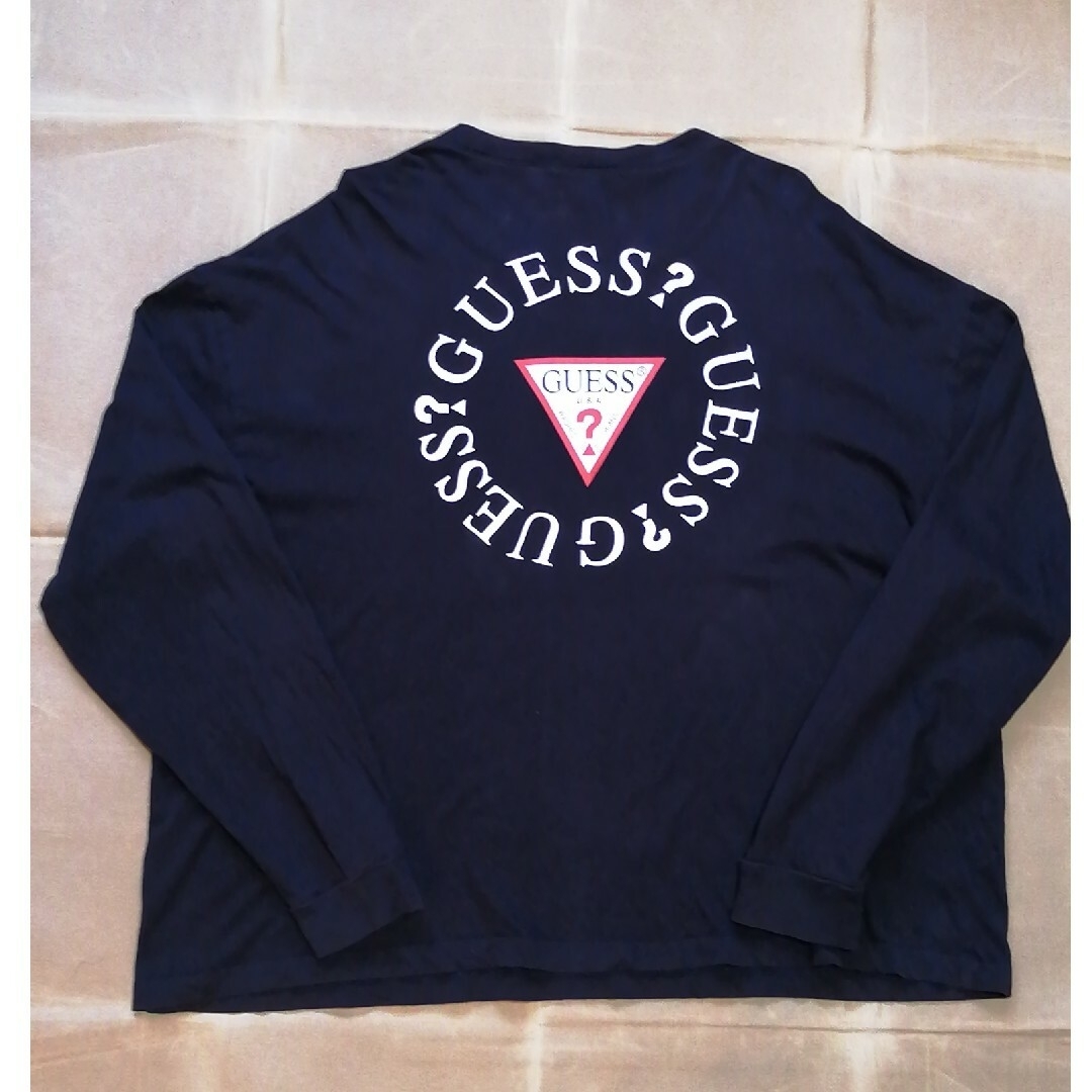 GUESS(ゲス)のGUESS　Lサイズ　ドロップショルダービックTシャツ　ダークネイビー レディースのトップス(Tシャツ(長袖/七分))の商品写真