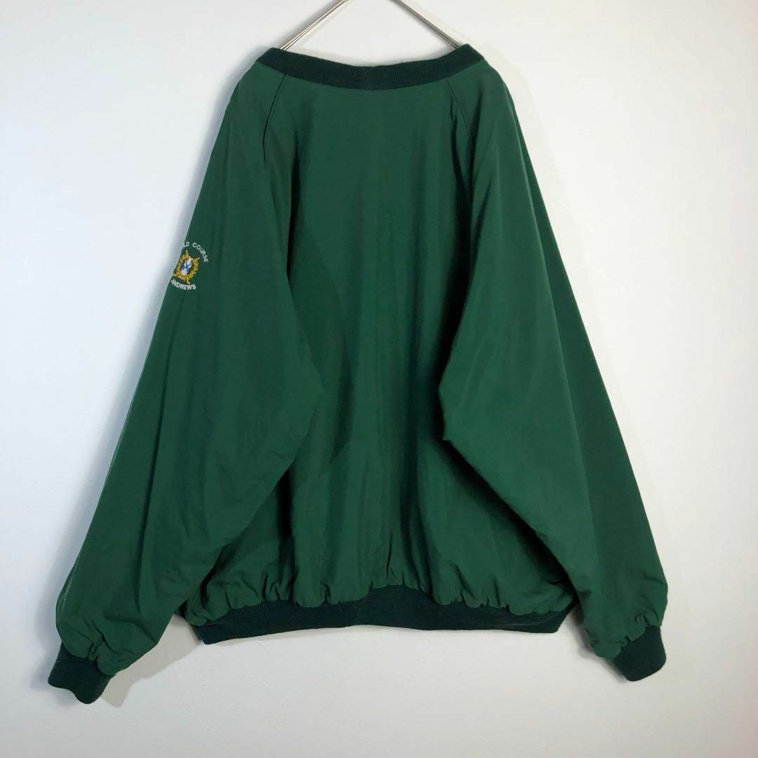 VINTAGE(ヴィンテージ)のプルオーバー ラグラン 刺繍 柄 緑 グリーン ダブルポケット 海外製 太アーム メンズのジャケット/アウター(ナイロンジャケット)の商品写真