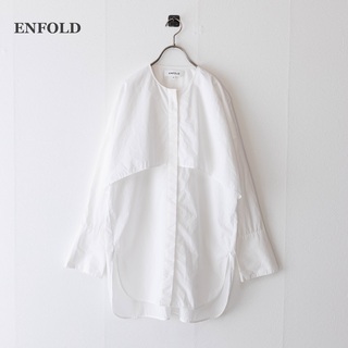 エンフォルド(ENFOLD)の【ENFOLD】エンフォルド　ノーカラーシャツ　ブラウス　ホワイト　38(シャツ/ブラウス(長袖/七分))
