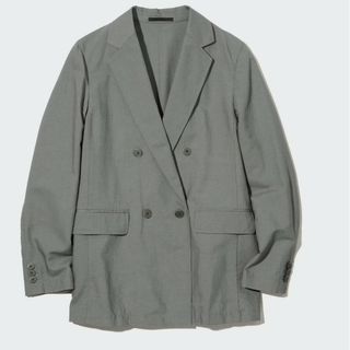 ユニクロ(UNIQLO)のリネンブレンドジャケット　オリーブ(テーラードジャケット)