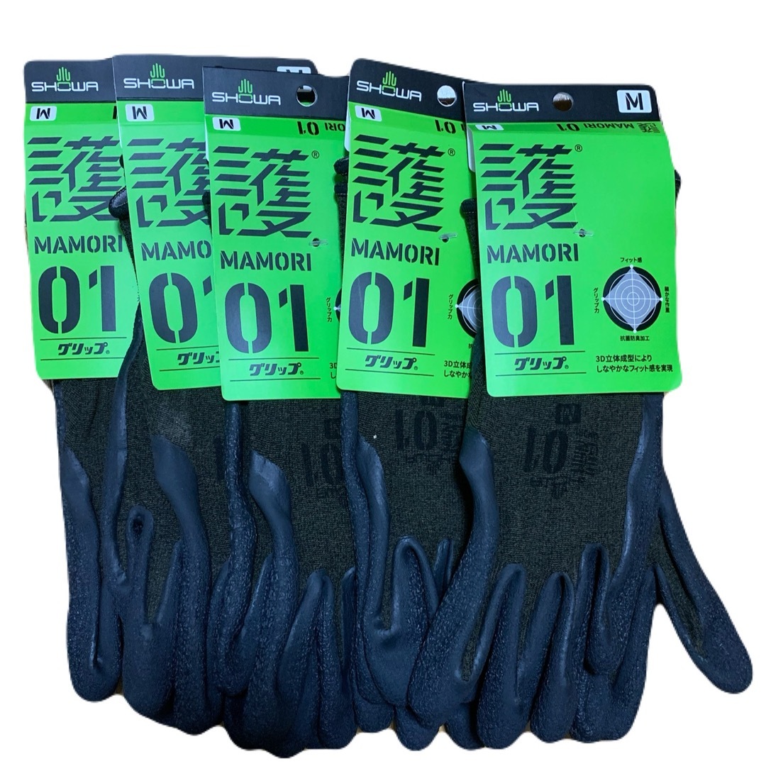 SHOWA GLOVE(ショーワグローブ)の護グリップ M 5双 インテリア/住まい/日用品の日用品/生活雑貨/旅行(日用品/生活雑貨)の商品写真