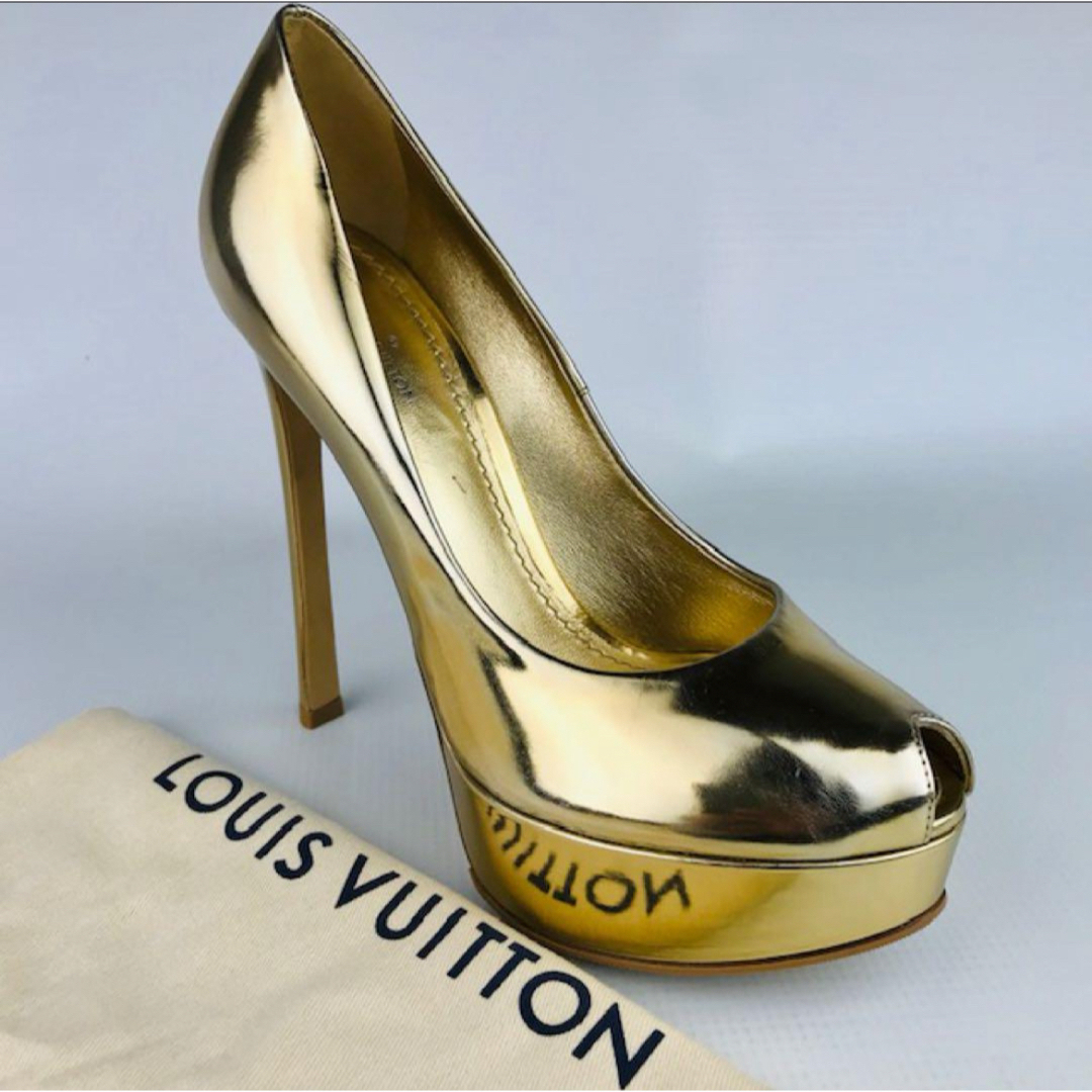 LOUIS VUITTON(ルイヴィトン)の美品★ルイヴィトン・レザー オープントゥ パンプス(351/2) レディースの靴/シューズ(ハイヒール/パンプス)の商品写真