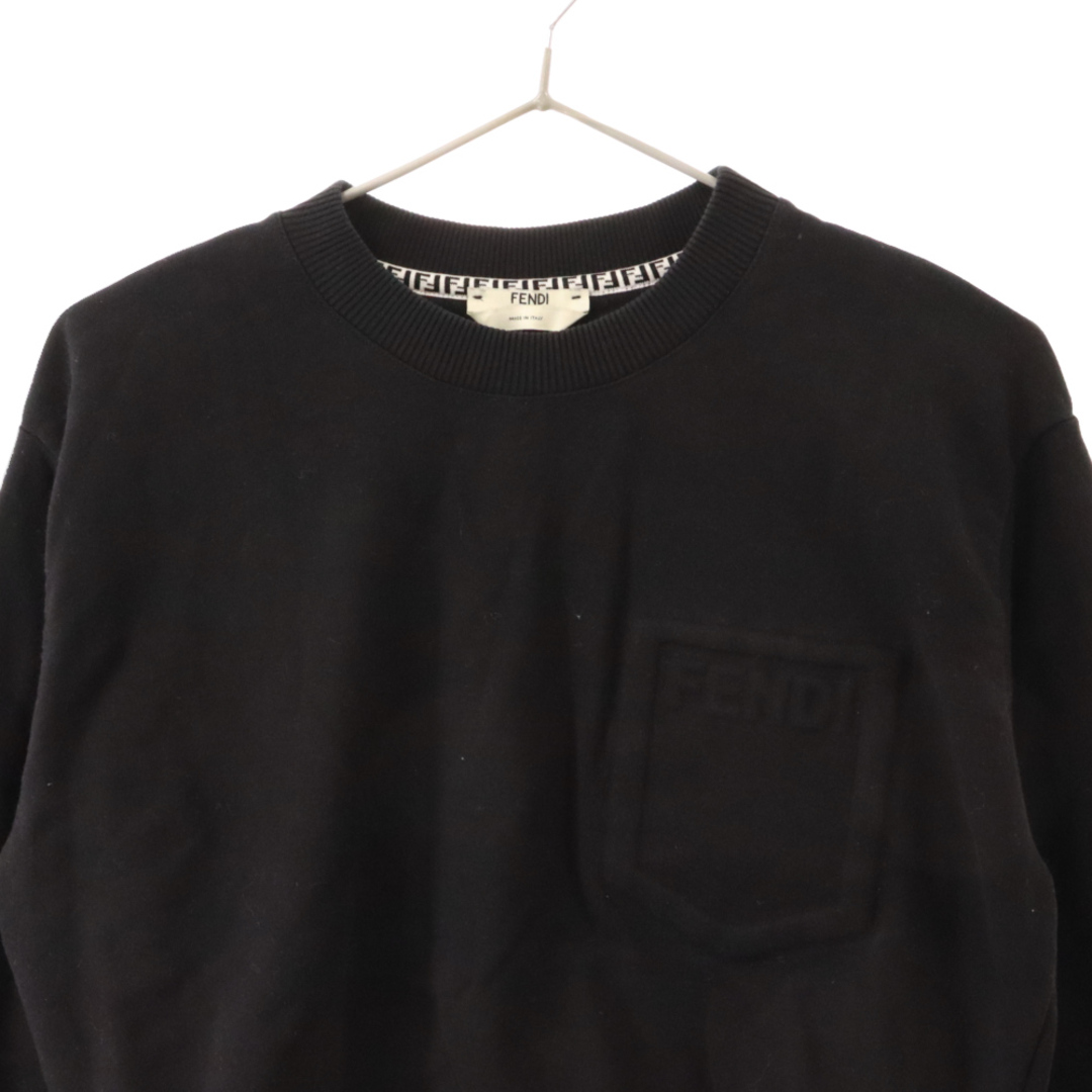 FENDI(フェンディ)のFENDI フェンディ CROPPED Sweatshirt コットン プルオーバー スウェットトレーナー ショート丈 レディース ブラック FS7427 AFLB レディースのトップス(トレーナー/スウェット)の商品写真
