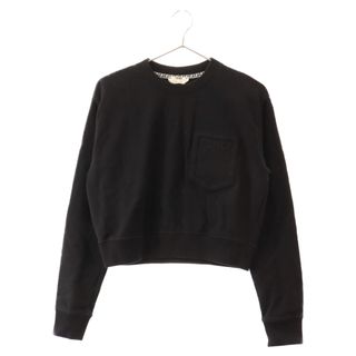 フェンディ(FENDI)のFENDI フェンディ CROPPED Sweatshirt コットン プルオーバー スウェットトレーナー ショート丈 レディース ブラック FS7427 AFLB(トレーナー/スウェット)