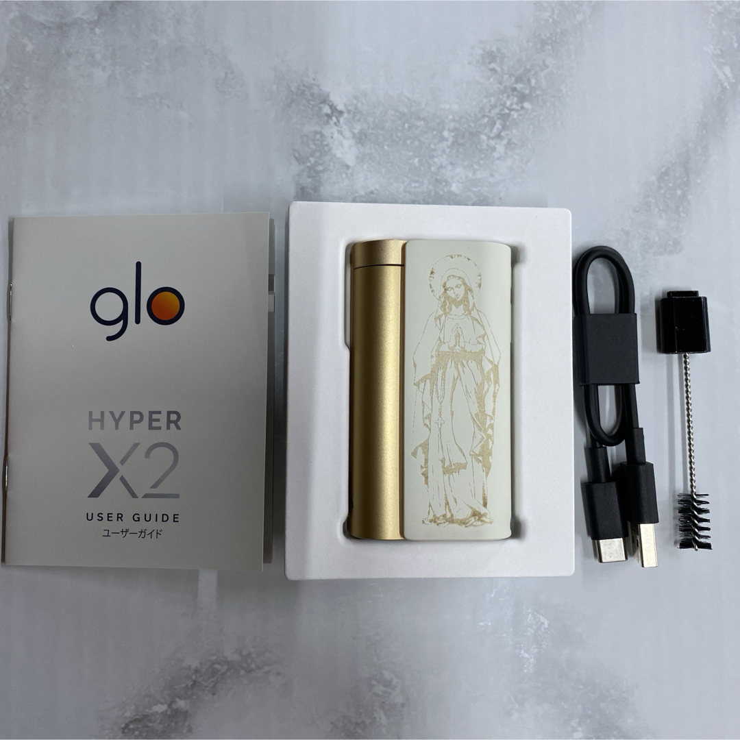 glo(グロー)の聖母 マリア レーザー加工 glo hyper X2 グローハイパー本体 白 金 メンズのファッション小物(タバコグッズ)の商品写真