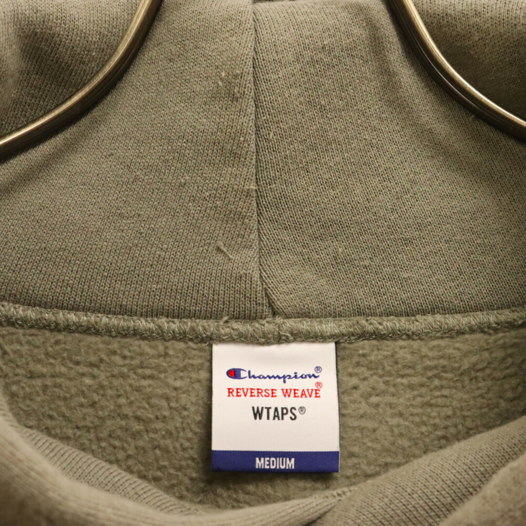 W)taps(ダブルタップス)のWTAPS ダブルタップス 21AW×Champion チャンピオン ロゴパッチ スウェット プルオーバーパーカー カーキ C8-U126 メンズのトップス(パーカー)の商品写真