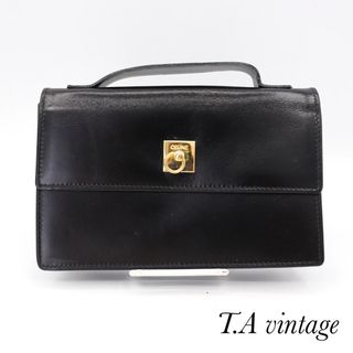 セリーヌ(celine)の美品！セリーヌ　カーフスキン　ミニハンドバッグ　ブラック(ハンドバッグ)