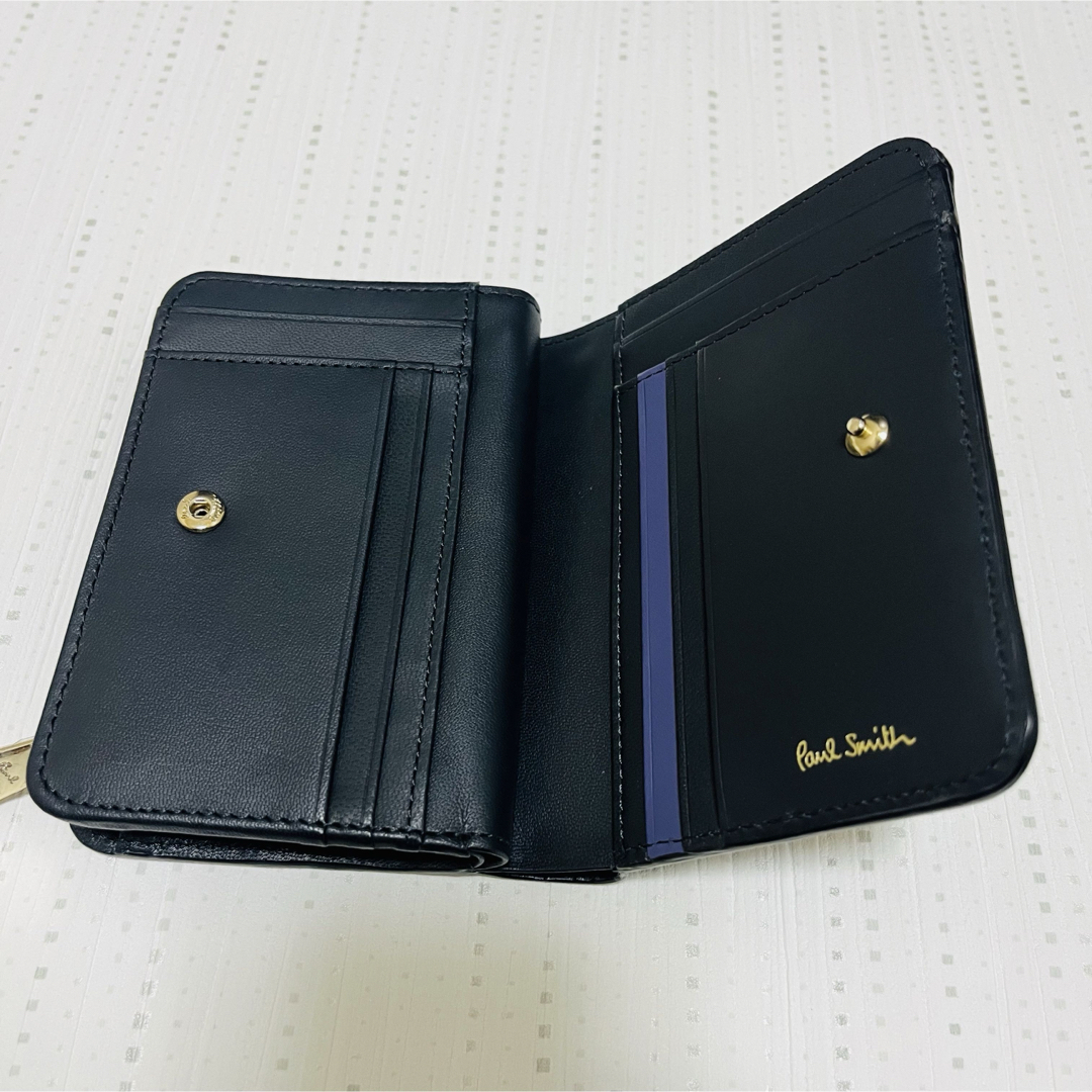 Paul Smith(ポールスミス)の新品 ポールスミス コンパクト二つ折り財布 黒 BPW164 レザー レディース レディースのファッション小物(財布)の商品写真