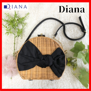 ダイアナ(DIANA)の【美品】Diana／ダイアナ　ショルダーバッグ　黒リボン　編み込み仕様(ショルダーバッグ)