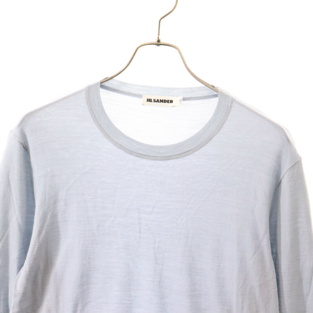 Jil Sander(ジルサンダー)のJIL SANDER ジルサンダー Seethrough Design Business Longsleeve Tshirt 長袖クルーネックニットTシャツ JSUO751010 MOY20058 ライトブルー メンズのトップス(ニット/セーター)の商品写真