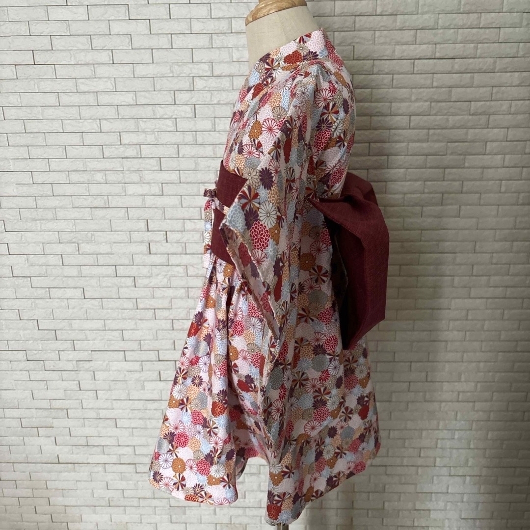 ハンドメイド　ふれあ浴衣　120 #10 キッズ/ベビー/マタニティのキッズ服女の子用(90cm~)(甚平/浴衣)の商品写真